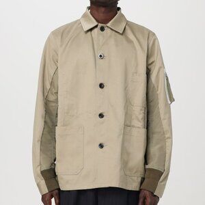 Sacai SS/24 Buttoned Long-Sleeved Brown Khaki Jacket